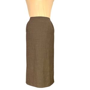 skirt PANIZ XS brown year round wool/poly pockets pencil straight back vent